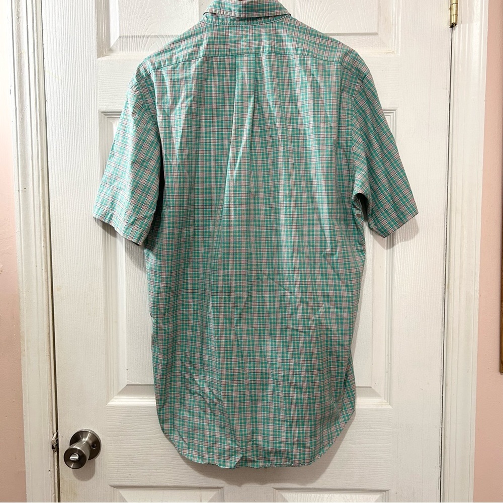 POLO Ralph Lauren Men's Plaid Short Sleeve Button Down Shirt Green Pink. Sz Med - Picture 2 of 7